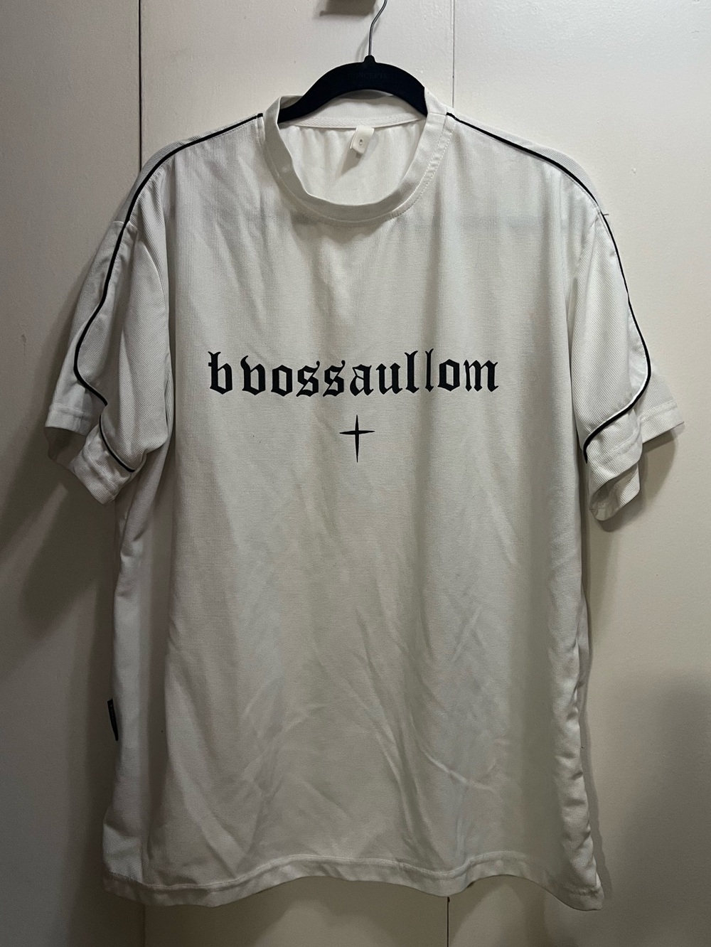White Men's Graphic Tee with Black Script